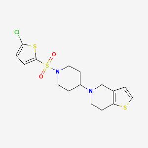 molecular formula C16H19ClN2O2S3 B2928367 5-(1-((5-氯噻吩-2-基)磺酰基)哌啶-4-基)-4,5,6,7-四氢噻吩并[3,2-c]吡啶 CAS No. 2034522-36-4