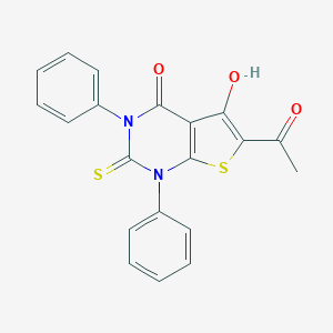 molecular formula C20H14N2O3S2 B292837 6-Acetyl-5-hydroxy-1,3-diphenyl-2-thioxo-2,3-dihydrothieno[2,3-d]pyrimidin-4(1H)-one 