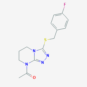 molecular formula C14H15FN4OS B292839 8-Acetyl-5,6,7,8-tetrahydro[1,2,4]triazolo[4,3-a]pyrimidin-3-yl 4-fluorobenzyl sulfide 