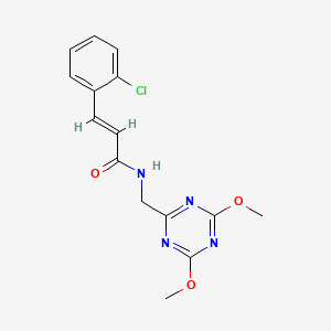 molecular formula C15H15ClN4O3 B2928396 (E)-3-(2-chlorophenyl)-N-((4,6-dimethoxy-1,3,5-triazin-2-yl)methyl)acrylamide CAS No. 2035022-62-7