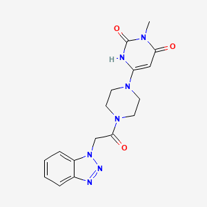 molecular formula C17H19N7O3 B2928410 6-(4-(2-(1H-benzo[d][1,2,3]triazol-1-yl)acetyl)piperazin-1-yl)-3-methylpyrimidine-2,4(1H,3H)-dione CAS No. 2320889-99-2
