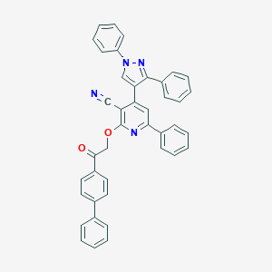 molecular formula C41H28N4O2 B292842 2-(2-[1,1'-biphenyl]-4-yl-2-oxoethoxy)-4-(1,3-diphenyl-1H-pyrazol-4-yl)-6-phenylnicotinonitrile 