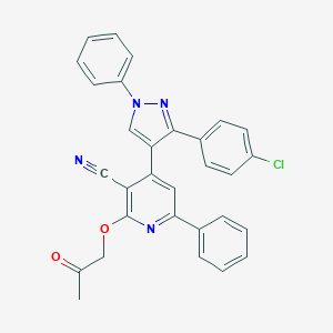 molecular formula C30H21ClN4O2 B292844 4-[3-(4-chlorophenyl)-1-phenyl-1H-pyrazol-4-yl]-2-(2-oxopropoxy)-6-phenylnicotinonitrile 