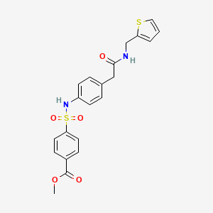 molecular formula C21H20N2O5S2 B2928451 4-(N-(4-(2-氧代-2-((噻吩-2-基甲基)氨基)乙基)苯基)磺酰胺基)苯甲酸甲酯 CAS No. 1396712-88-1