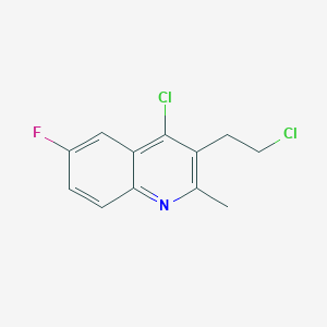 molecular formula C12H10Cl2FN B292847 4-Chloro-3-(2-chloroethyl)-6-fluoro-2-methylquinoline 