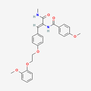 molecular formula C27H28N2O6 B2928470 (Z)-4-methoxy-N-(1-(4-(2-(2-methoxyphenoxy)ethoxy)phenyl)-3-(methylamino)-3-oxoprop-1-en-2-yl)benzamide CAS No. 615274-35-6