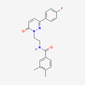 molecular formula C21H20FN3O2 B2928484 N-(2-(3-(4-氟苯基)-6-氧代嘧啶-1(6H)-基)乙基)-3,4-二甲基苯甲酰胺 CAS No. 921803-94-3