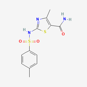 molecular formula C12H13N3O3S2 B2928502 4-甲基-2-(4-甲基苯磺酰胺)噻唑-5-甲酰胺 CAS No. 941879-47-6