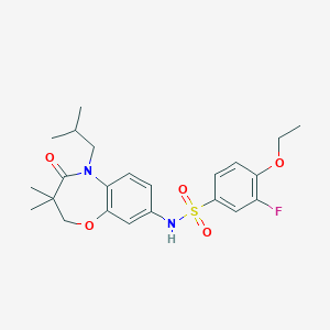 molecular formula C23H29FN2O5S B2928503 4-ethoxy-3-fluoro-N-(5-isobutyl-3,3-dimethyl-4-oxo-2,3,4,5-tetrahydrobenzo[b][1,4]oxazepin-8-yl)benzenesulfonamide CAS No. 922050-70-2