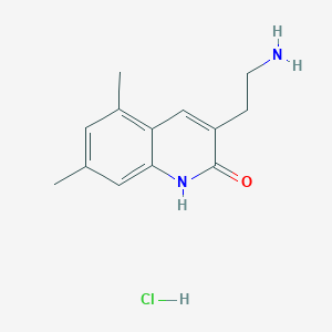 molecular formula C13H17ClN2O B2928504 3-(2-Aminoethyl)-5,7-dimethyl-1,2-dihydroquinolin-2-one hydrochloride CAS No. 1266691-55-7