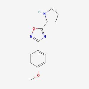 molecular formula C13H16ClN3O2 B2928508 3-(4-Methoxyphenyl)-5-pyrrolidin-2-yl-1,2,4-oxadiazole CAS No. 853104-22-0
