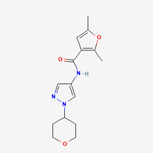 molecular formula C15H19N3O3 B2928509 2,5-dimethyl-N-(1-(tetrahydro-2H-pyran-4-yl)-1H-pyrazol-4-yl)furan-3-carboxamide CAS No. 1797551-81-5