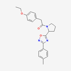 molecular formula C23H25N3O3 B2928510 5-{1-[(4-Ethoxyphenyl)acetyl]pyrrolidin-2-yl}-3-(4-methylphenyl)-1,2,4-oxadiazole CAS No. 1798633-90-5