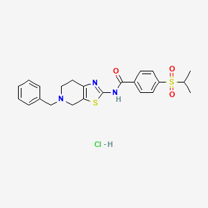 molecular formula C23H26ClN3O3S2 B2928515 N-(5-benzyl-4,5,6,7-tetrahydrothiazolo[5,4-c]pyridin-2-yl)-4-(isopropylsulfonyl)benzamide hydrochloride CAS No. 1189475-95-3