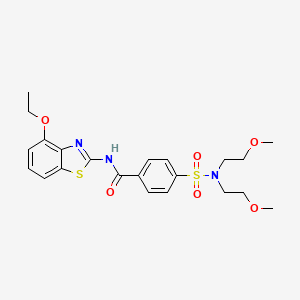 molecular formula C22H27N3O6S2 B2928516 4-[bis(2-methoxyethyl)sulfamoyl]-N-(4-ethoxy-1,3-benzothiazol-2-yl)benzamide CAS No. 475044-27-0