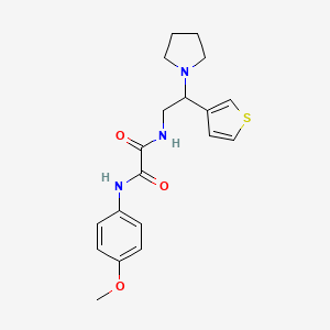 molecular formula C19H23N3O3S B2928567 N1-(4-methoxyphenyl)-N2-(2-(pyrrolidin-1-yl)-2-(thiophen-3-yl)ethyl)oxalamide CAS No. 946200-59-5