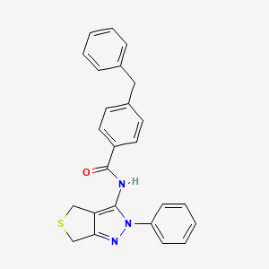 molecular formula C25H21N3OS B2928588 4-benzyl-N-(2-phenyl-4,6-dihydro-2H-thieno[3,4-c]pyrazol-3-yl)benzamide CAS No. 392255-77-5