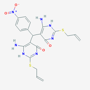 molecular formula C21H21N7O4S2 B292859 6-amino-5-[(6-amino-4-oxo-2-prop-2-enylsulfanyl-1H-pyrimidin-5-yl)-(4-nitrophenyl)methyl]-2-prop-2-enylsulfanyl-1H-pyrimidin-4-one 
