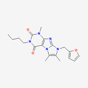 molecular formula C19H23N5O3 B2928597 3-丁基-8-(呋喃-2-基甲基)-1,6,7-三甲基-1H-咪唑并[2,1-f]嘌呤-2,4(3H,8H)-二酮 CAS No. 898457-53-9