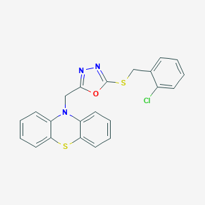 2-chlorobenzyl 5-(10H-phenothiazin-10-ylmethyl)-1,3,4-oxadiazol-2-yl sulfide