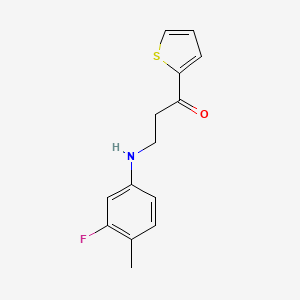 molecular formula C14H14FNOS B2928613 3-(3-Fluoro-4-methylanilino)-1-(2-thienyl)-1-propanone CAS No. 882748-53-0
