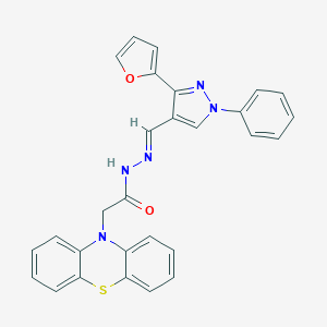 molecular formula C28H21N5O2S B292862 N'-{[3-(2-furyl)-1-phenyl-1H-pyrazol-4-yl]methylene}-2-(10H-phenothiazin-10-yl)acetohydrazide 