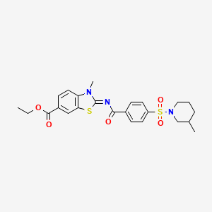 (E)-ethyl 3-methyl-2-((4-((3-methylpiperidin-1-yl)sulfonyl)benzoyl)imino)-2,3-dihydrobenzo[d]thiazole-6-carboxylate