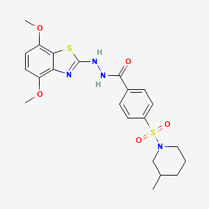 B2928631 N'-(4,7-dimethoxybenzo[d]thiazol-2-yl)-4-((3-methylpiperidin-1-yl)sulfonyl)benzohydrazide CAS No. 851988-09-5