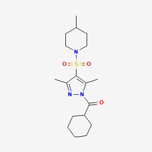 cyclohexyl(3,5-dimethyl-4-((4-methylpiperidin-1-yl)sulfonyl)-1H-pyrazol-1-yl)methanone