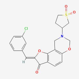 molecular formula C21H18ClNO5S B2928645 (Z)-2-(3-chlorobenzylidene)-8-(1,1-dioxidotetrahydrothiophen-3-yl)-8,9-dihydro-2H-benzofuro[7,6-e][1,3]oxazin-3(7H)-one CAS No. 946385-37-1