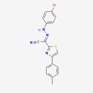 molecular formula C18H13BrN4S B2928648 (2E)-N-(4-溴苯胺基)-4-(4-甲苯基)-1,3-噻唑-2-甲酰胺腈 CAS No. 1322209-44-8