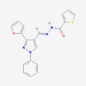 molecular formula C19H14N4O2S B292866 N'-{[3-(2-furyl)-1-phenyl-1H-pyrazol-4-yl]methylene}-2-thiophenecarbohydrazide 