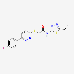 molecular formula C16H14FN5OS2 B2928679 N-(5-乙基-1,3,4-噻二唑-2-基)-2-[6-(4-氟苯基)哒嗪-3-基]硫代乙酰胺 CAS No. 872695-13-1