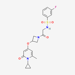 N-(2-(3-((1-cyclopropyl-6-methyl-2-oxo-1,2-dihydropyridin-4-yl)oxy)azetidin-1-yl)-2-oxoethyl)-3-fluorobenzenesulfonamide