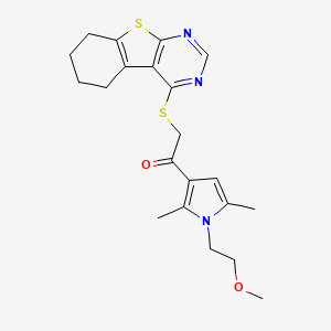 1-[1-(2-Methoxyethyl)-2,5-dimethylpyrrol-3-yl]-2-(5,6,7,8-tetrahydro-[1]benzothiolo[2,3-d]pyrimidin-4-ylsulfanyl)ethanone