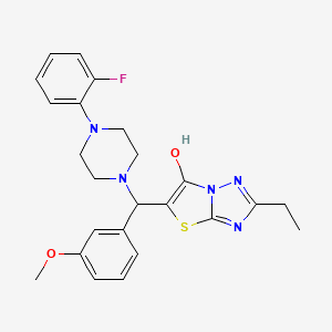 molecular formula C24H26FN5O2S B2928688 2-Ethyl-5-((4-(2-fluorophenyl)piperazin-1-yl)(3-methoxyphenyl)methyl)thiazolo[3,2-b][1,2,4]triazol-6-ol CAS No. 887219-99-0