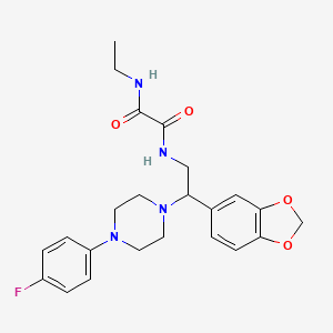molecular formula C23H27FN4O4 B2928694 N1-(2-(苯并[d][1,3]二氧杂环-5-基)-2-(4-(4-氟苯基)哌嗪-1-基)乙基)-N2-乙基草酰胺 CAS No. 896362-49-5