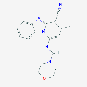 molecular formula C18H17N5O B292871 3-Methyl-1-[(4-morpholinylmethylene)amino]pyrido[1,2-a]benzimidazole-4-carbonitrile 