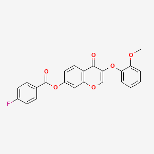 molecular formula C23H15FO6 B2928724 3-(2-methoxyphenoxy)-4-oxo-4H-chromen-7-yl 4-fluorobenzoate CAS No. 637753-08-3