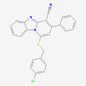 molecular formula C25H16ClN3S B292874 1-[(4-Chlorobenzyl)sulfanyl]-3-phenylpyrido[1,2-a]benzimidazole-4-carbonitrile 