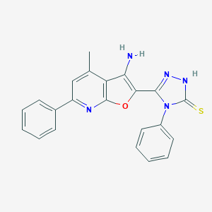 molecular formula C22H17N5OS B292877 3-(3-amino-4-methyl-6-phenylfuro[2,3-b]pyridin-2-yl)-4-phenyl-1H-1,2,4-triazole-5-thione 