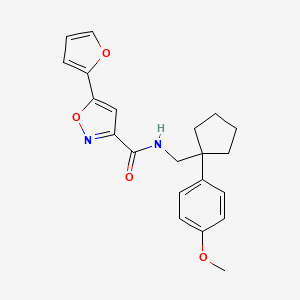 molecular formula C21H22N2O4 B2928772 5-(呋喃-2-基)-N-((1-(4-甲氧基苯基)环戊基)甲基)异恶唑-3-甲酰胺 CAS No. 1323631-03-3