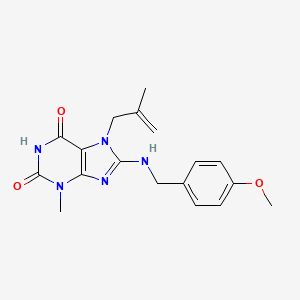 molecular formula C18H21N5O3 B2928774 8-((4-methoxybenzyl)amino)-3-methyl-7-(2-methylallyl)-1H-purine-2,6(3H,7H)-dione CAS No. 716342-34-6