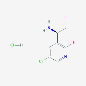 molecular formula C7H8Cl2F2N2 B2928778 (1R)-1-(5-Chloro-2-fluoropyridin-3-yl)-2-fluoroethanamine;hydrochloride CAS No. 2418593-43-6