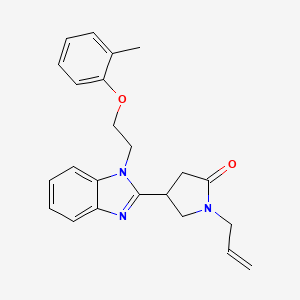 molecular formula C23H25N3O2 B2928779 1-allyl-4-(1-(2-(o-tolyloxy)ethyl)-1H-benzo[d]imidazol-2-yl)pyrrolidin-2-one CAS No. 876887-25-1