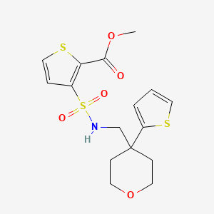 methyl 3-(N-((4-(thiophen-2-yl)tetrahydro-2H-pyran-4-yl)methyl)sulfamoyl)thiophene-2-carboxylate