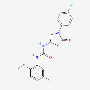 molecular formula C19H20ClN3O3 B2928792 1-(1-(4-Chlorophenyl)-5-oxopyrrolidin-3-yl)-3-(2-methoxy-5-methylphenyl)urea CAS No. 887466-28-6