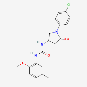 molecular formula C19H20ClN3O3 B2928792 1-(1-(4-氯苯基)-5-氧代吡咯烷-3-基)-3-(2-甲氧基-5-甲基苯基)脲 CAS No. 887466-28-6