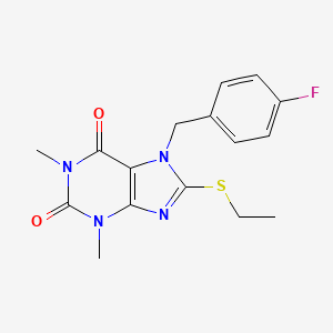 molecular formula C16H17FN4O2S B2928793 8-(ethylthio)-7-(4-fluorobenzyl)-1,3-dimethyl-1H-purine-2,6(3H,7H)-dione CAS No. 505080-89-7