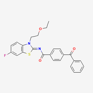 molecular formula C25H21FN2O3S B2928795 (Z)-4-benzoyl-N-(3-(2-ethoxyethyl)-6-fluorobenzo[d]thiazol-2(3H)-ylidene)benzamide CAS No. 1005955-66-7
